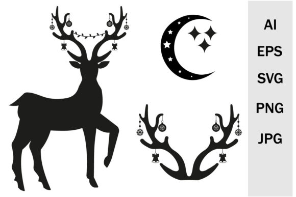Christmas Deer, Antlers of Deer, Svg
