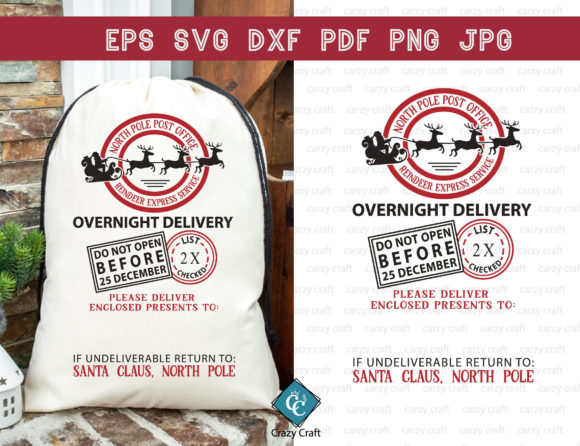 Santa Sack, Bag SVG Bundle. North Pole